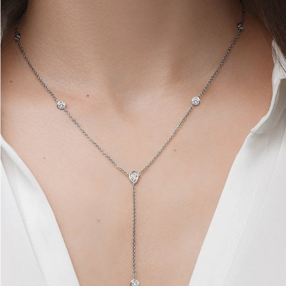 Jennifer Miller bezel set crystal lariat. NWOT includes dust bag and box